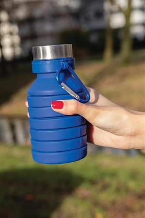 Bouteille pliable en silicone 550 ml, étanche avec couvercle personnalisable