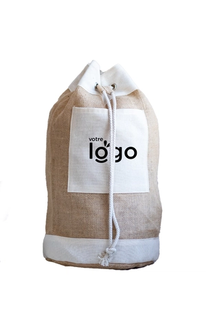 Sac marin en jute et coton - fermeture par cordon personnalisable