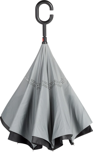 Parapluie inversé poignée canne toile 109 cm - baleines en fibre de verre personnalisable