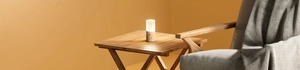 Lampe de table LED avec base en bois de hêtre - batterie 1200mAh personnalisable