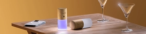 Lampe de table LED avec base en bois de hêtre - batterie 1200mAh personnalisable