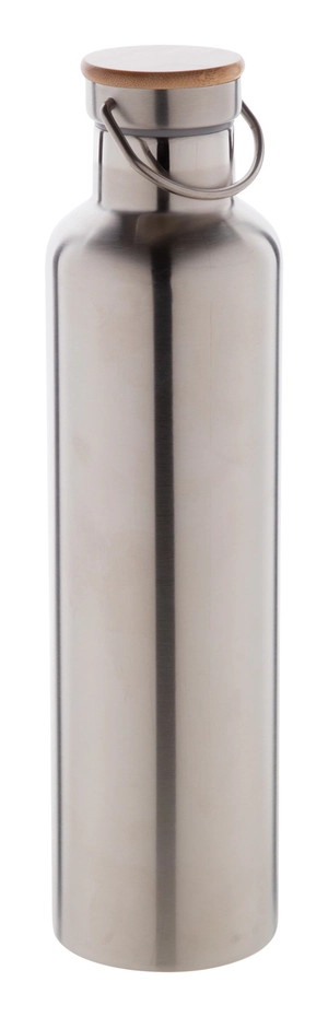 Gourde inox 1 litre - Thermos avec couvercle bambou personnalisable