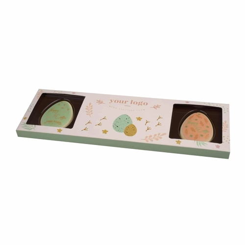 image du produit 4 œufs de Pâques en chocolat avec personnalisation - chocolat blanc