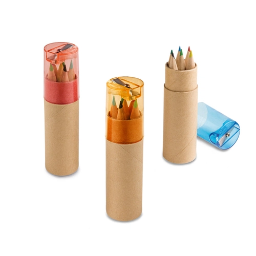 image du produit Boîte à crayons avec 6 crayons de couleur et taille-crayon