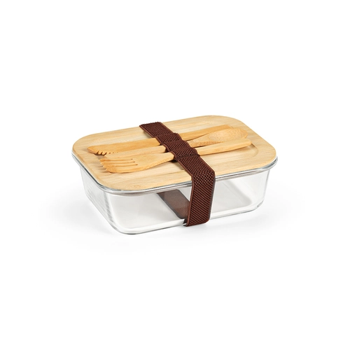 image du produit Boîte à déjeuner 1090 ml en verre avec couvercle bambou - Lunchbox avec couverts