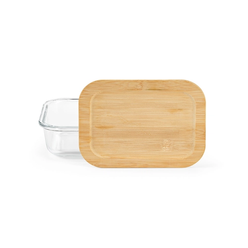 image du produit Boîte à déjeuner 520 ml en verre et couvercle bambou - Lunchbox fermeture par élastique