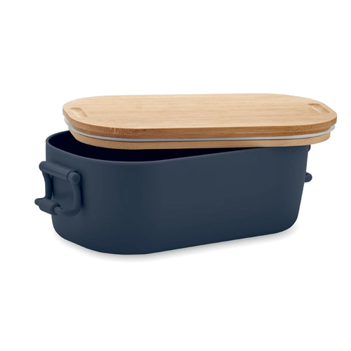 image du produit Boîte à lunch en PP avec 2 fermoirs latéraux et couvercle en bambou 700ml