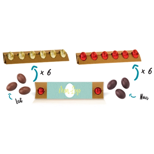 image du produit Boîte de 6 œufs personnalisable - chocolat lait ou noir