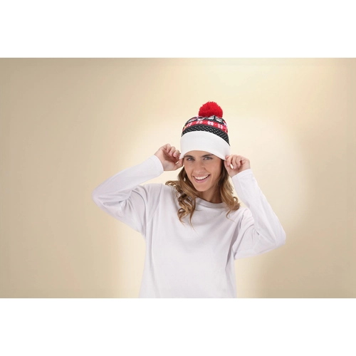 image du produit Bonnet de Noël tricoté avec pompon - Bonnet avec 6 LED