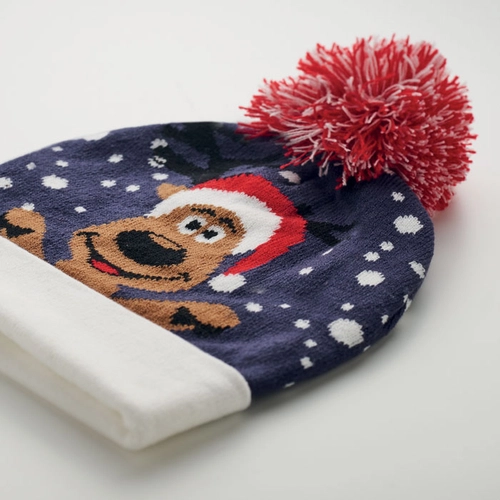 image du produit Bonnet de Noël tricoté avec revers et pompon