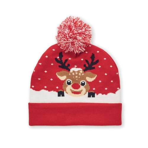 image du produit Bonnet de Noël tricoté avec revers et pompon