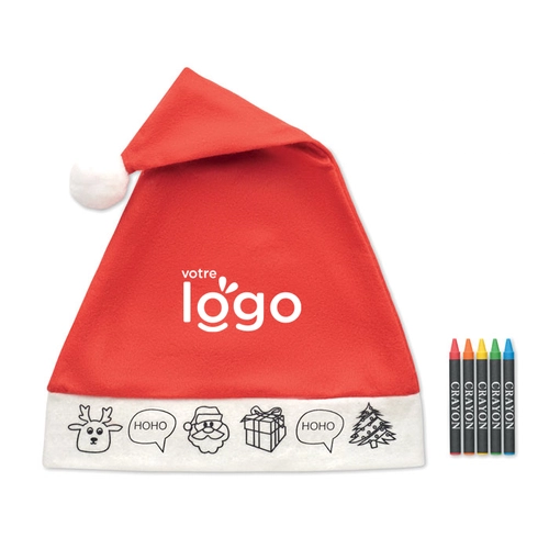 image du produit Bonnet de Père Noël pour enfants à colorier - livré avec crayons