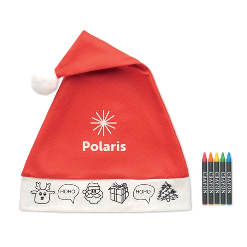 image du produit Bonnet de Père Noël pour enfants à colorier - livré avec crayons