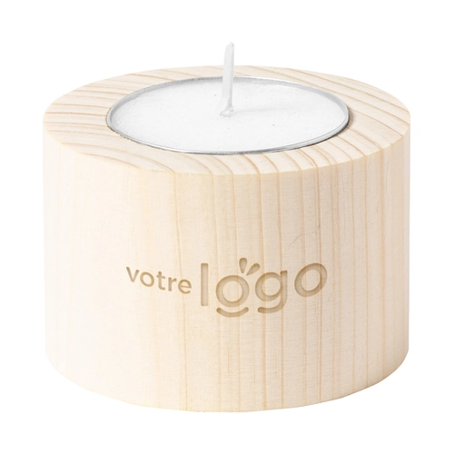 image du produit Bougie personnalisée senteur vanille avec support en bois