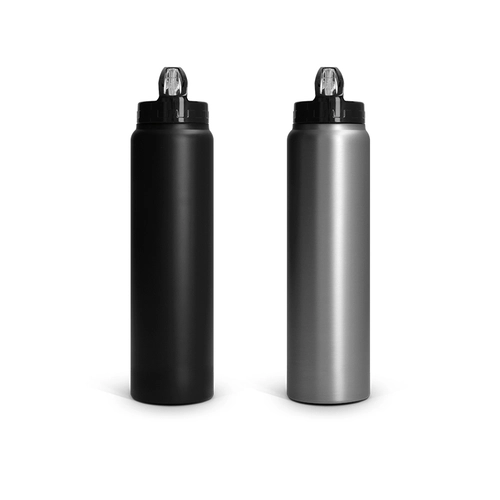 image du produit Bouteille 1l inox avec paille - Gourde simple paroi