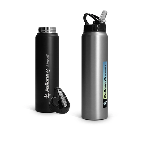 image du produit Bouteille 1l inox avec paille - Gourde simple paroi