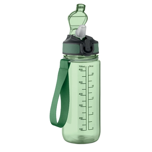 image du produit Bouteille de sport motivante en RPET avec paille intégrée