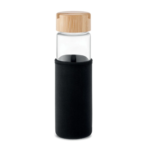 image du produit Bouteille en verre 600 ml avec bouchon support de téléphone en bambou