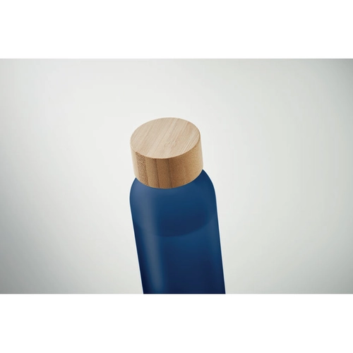 image du produit Bouteille en verre avec finition givrée et couvercle en bambou