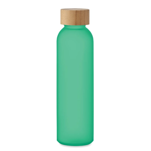 image du produit Bouteille en verre avec finition givrée et couvercle en bambou