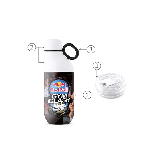 image du produit Bouteille et gobelet 2 en 1 (500 ml / 370 ml) Double paroi en acier inoxydable recyclé et ABS