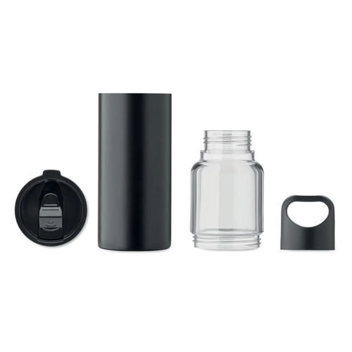 image du produit Bouteille rechargeable 2 en 1 en Tritan et gobelet double paroi