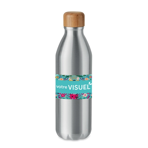 image du produit Bouteille simple paroi 550 ml avec son bouchon en bambou