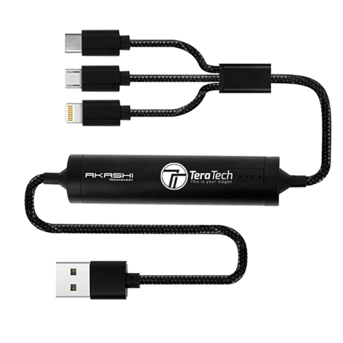 image du produit Câble USB 3 en 1 avec fonction batterie de secours 2600 mAh