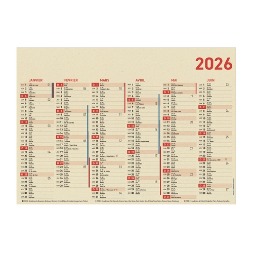 image du produit Calendrier bancaire en canne à sucre - Fabrication France