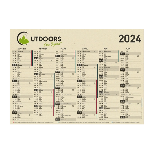 image du produit Calendrier bancaire 2024 en canne à sucre - Fabrication France