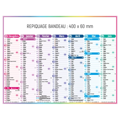 image du produit Calendrier bancaire 2025  4 SAISONS 43 x 33cm - 7 mois par face