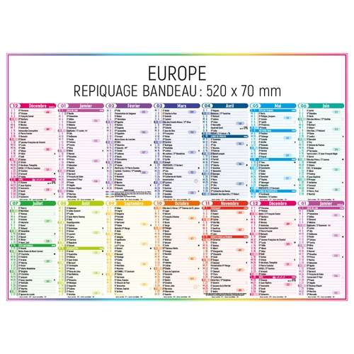 image du produit Calendrier bancaire 2025  4 SAISONS - Carte Europe verso - HORIZONTAL