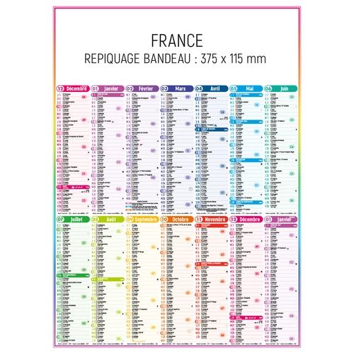 image du produit Calendrier bancaire 2025  4 SAISONS - Carte France verso - VERTICAL