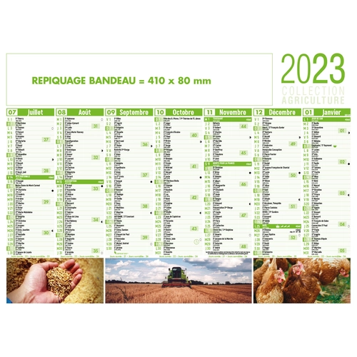 image du produit Calendrier bancaire 2025  AGRICULTURE format 55 x 40 cm - 7 mois par face