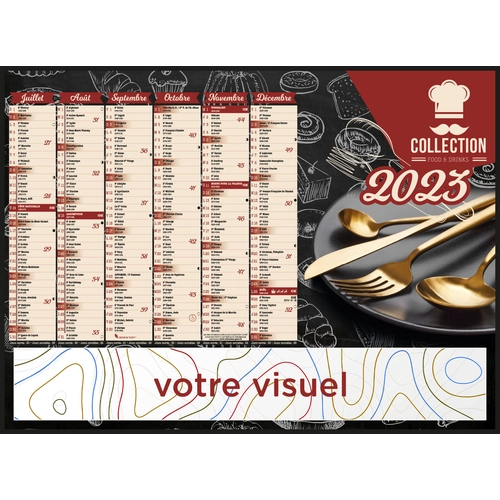 image du produit Calendrier bancaire 2025  FOOD DRINKS format 43 x 33 cm - 6 mois par face