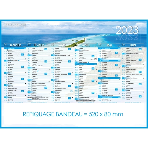 image du produit Calendrier bancaire 2025  ILES DE PARADIS format 55 x 40 cm - 6 mois par face