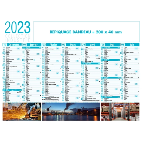 image du produit Calendrier bancaire 2025  INDUSTRIE format 27 x 21 cm - 7 mois par face