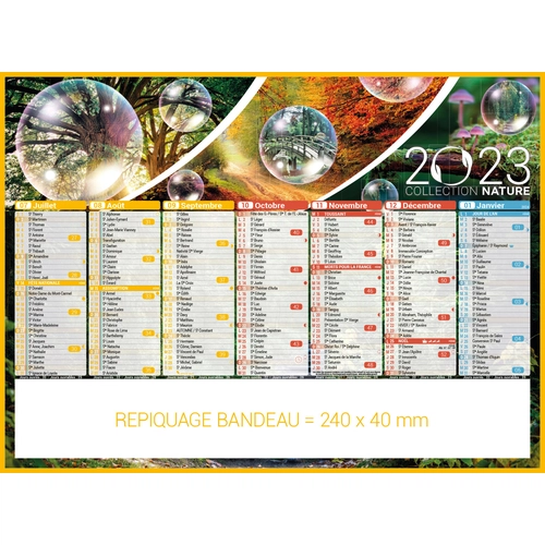 image du produit Calendrier bancaire 2025  NATURE format 27 x 21 cm - 7 mois par face