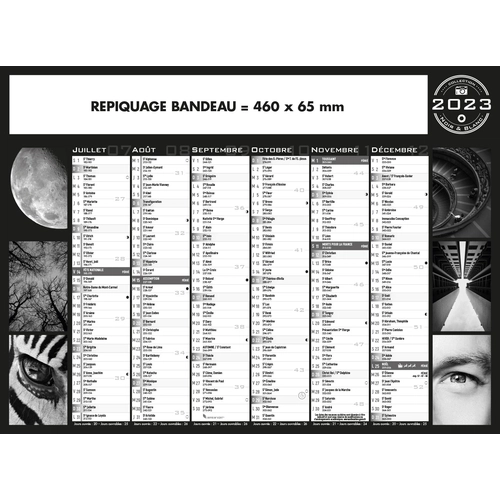 image du produit Calendrier bancaire 2025  NOIR & BLANC format 55 x 40 cm - 6 mois par face