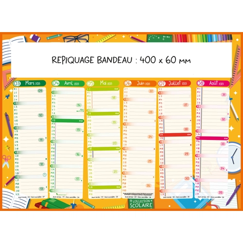 image du produit Calendrier bancaire 2025  SCOLAIRE - format 43 x 33 cm - 6 mois par face