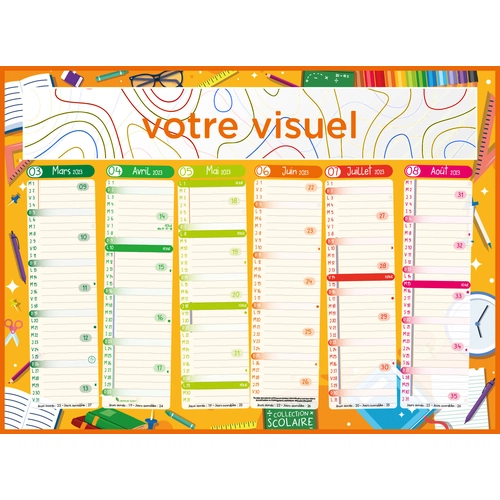 image du produit Calendrier bancaire 2025  SCOLAIRE - format 55 x 40 cm - 6 mois par face