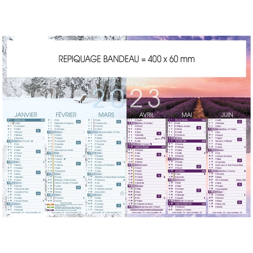 image du produit Calendrier bancaire 2025  SOLSTICES format 43 x 33 cm - 6 mois par face