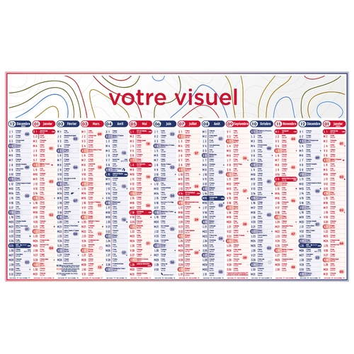 image du produit Calendrier bancaire 2025  STANDARD 65 x 40 cm - 13 mois recto seul