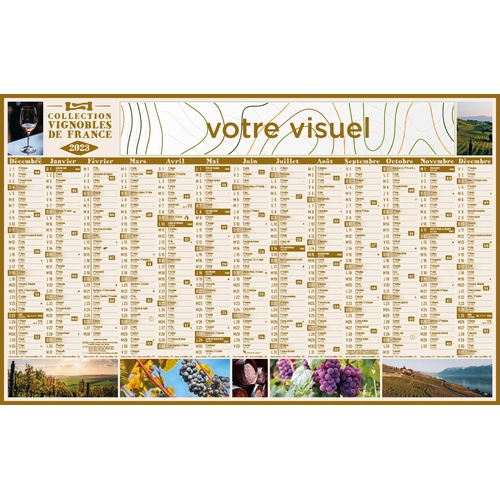 image du produit Calendrier bancaire 2025  VIGNOBLES DE FRANCE 65 x 40 cm - 13 mois recto seul