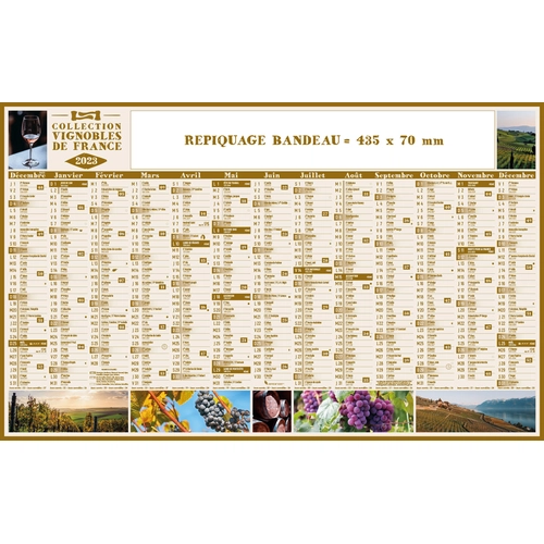 image du produit Calendrier bancaire 2025  VIGNOBLES DE FRANCE 65 x 40 cm - 13 mois recto seul