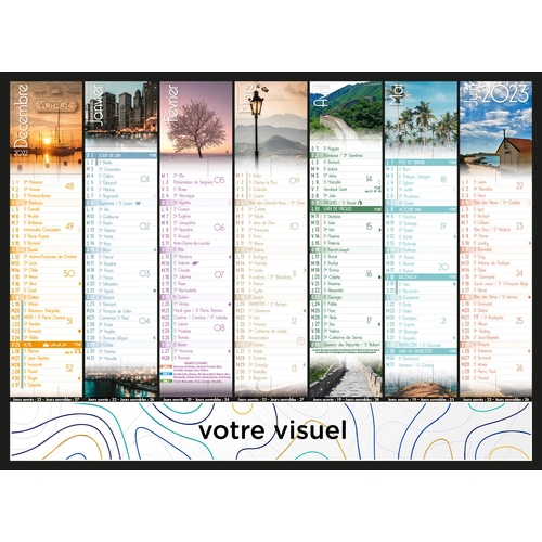 image du produit Calendrier bancaire 2025  VOYAGE format 27 x 21 cm - 7 mois par face