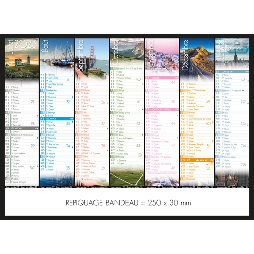 image du produit Calendrier bancaire 2025  VOYAGE format 27 x 21 cm - 7 mois par face