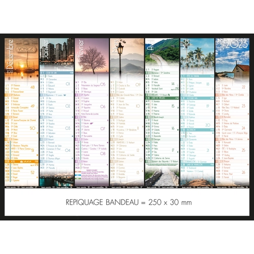 image du produit Calendrier bancaire 2025  VOYAGE format 27 x 21 cm - 7 mois par face