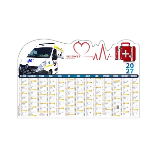 image du produit Calendrier bancaire publicitaire 13 mois découpé ou non - véhicule ambulancier