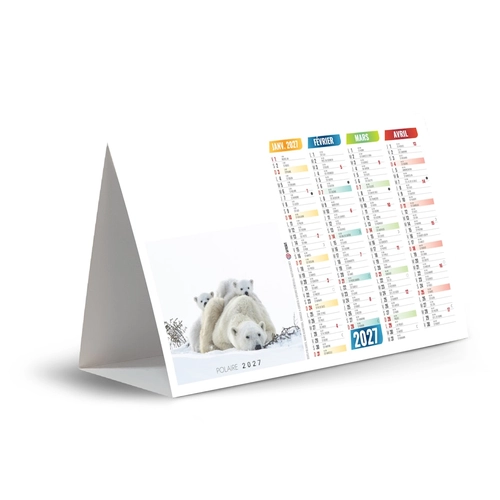 image du produit Calendrier chevalet publicitaire de comptoir tryptique Polaires